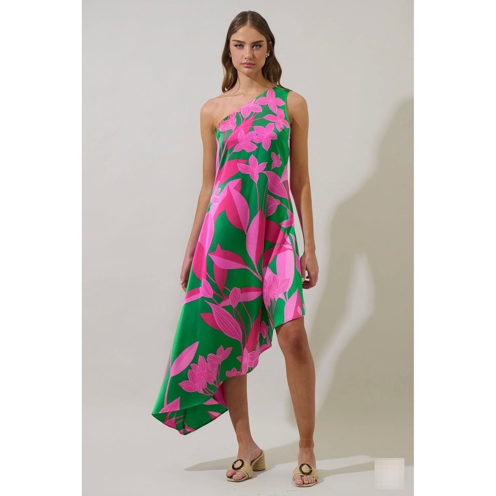 SugarLips Zarae Blossom Mivia One Shoulder Asymmetrical Dress Medium